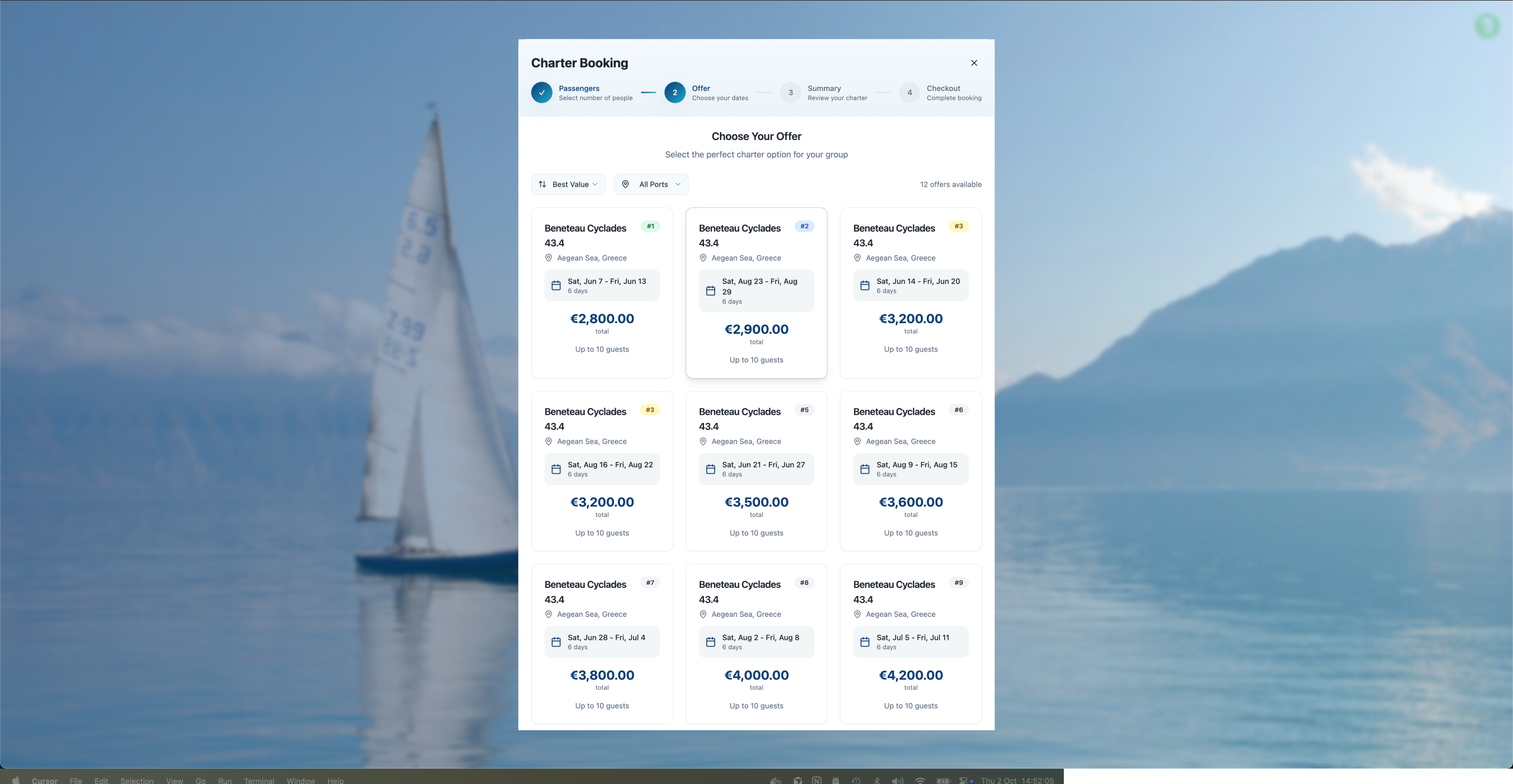 Advanced booking platform for yacht charters and vessel reservations with availability calendar and secure payments.