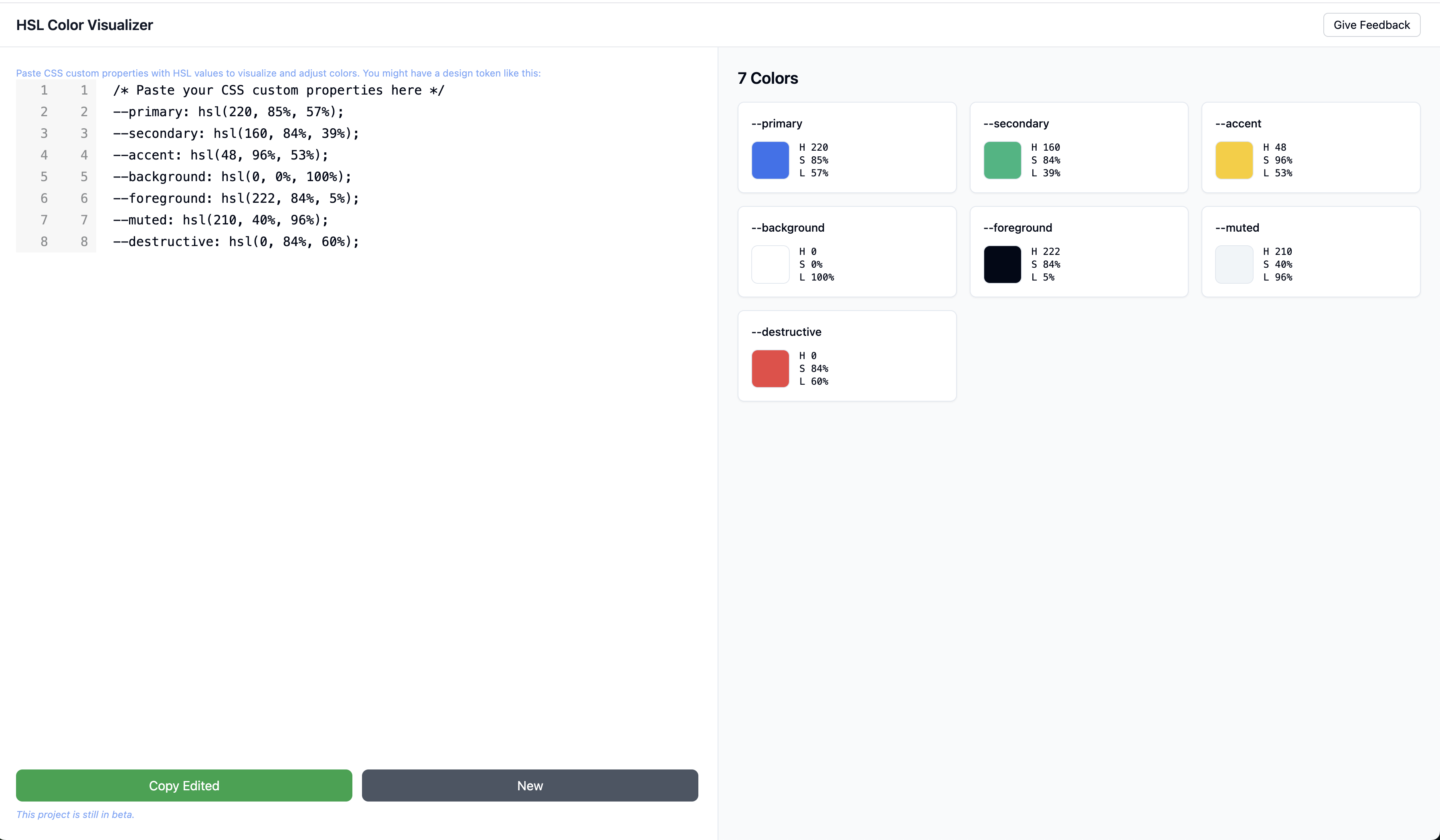 HSL-Swatch Color Editing Tool